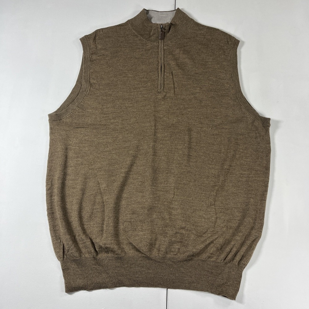 Peter Millar Sweater Vest Italian Merino Wool Knit Quarter 1/4 Zip Golf Men's L